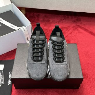 Chanel Unisex Couple Grey Mix Classic Casual Sneakers