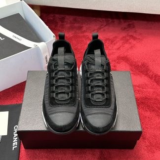 Chanel black men's and women's couple's mixed craftsmanship embroidery style versatile casual sports shoes