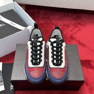 Chanel red and blue men's and women's couple's mixed craft embroidery style versatile casual sports shoes