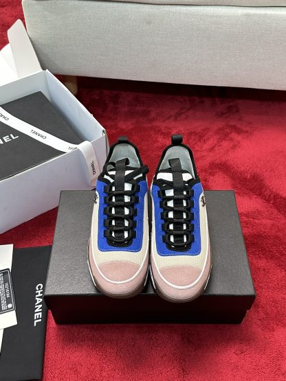 Chanel blue and black men and women couples mix and match craft embroidery style versatile casual sports shoes