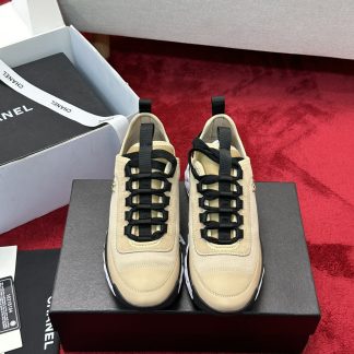 Chanel men's and women's couple's versatile fashionable apricot color mix and match casual sports shoes