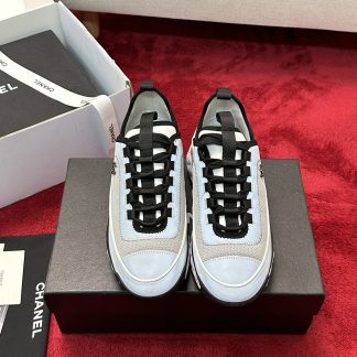 Chanel men's and women's couple's versatile fashion blue-gray mix and match casual sports shoes