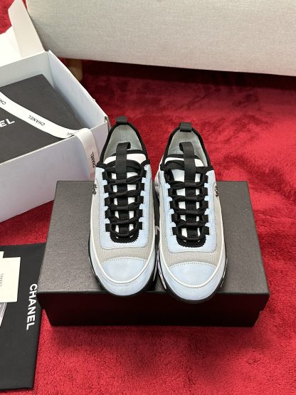 Chanel men's and women's couple's versatile fashion blue-gray mix and match casual sports shoes