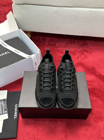 Chanel classic pure black all-match casual sneakers for men and women