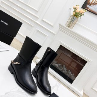 Chanel height-enhancing slimming all-match side zipper high boots heel height 2.5cm