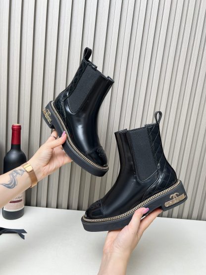 Chanel autumn and winter heavy black fashionable simple Chelsea boots