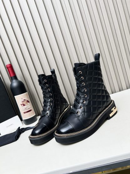 Chanel black autumn and winter heavy fashionable simple style Martin boots