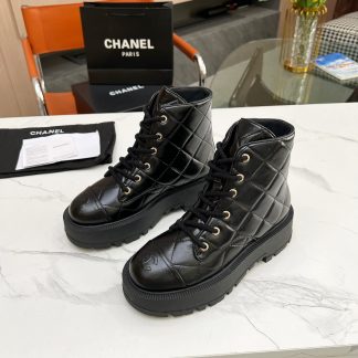 Chanel autumn and winter new black electric show diamond style boots thick sole 6cm