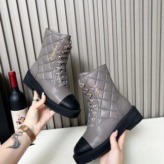 Chanel autumn and winter new electric show diamond style blue-gray boots