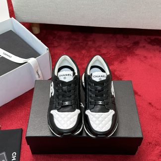 Chanel black and white craft embroidery style fashion casual sports shoes