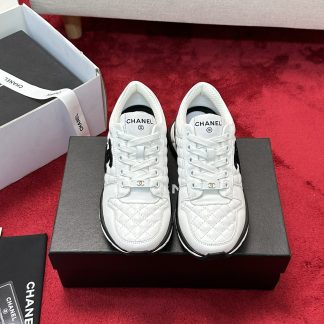 Chanel white and black craft embroidery style fashion casual sports shoes