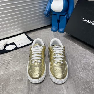 Chanel Spring and Summer Ultra High Quality Gold Fashionable Casual Sports Sneakers
