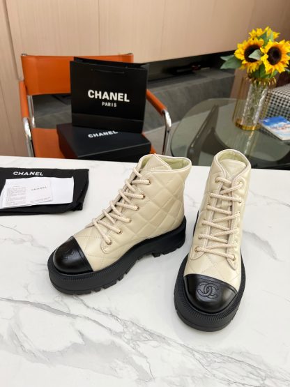 Chanel apricot autumn and winter new electric show diamond boots thick sole 6cm