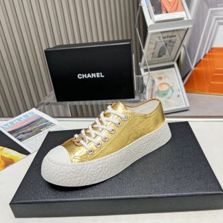 Chanel high-end custom gold classic comfortable casual shoes