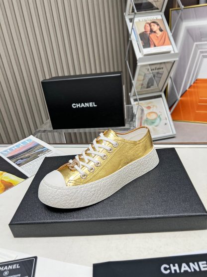 Chanel high-end custom gold classic comfortable casual shoes