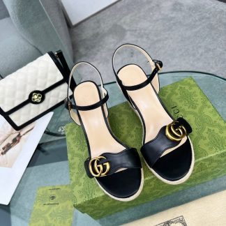 Gucci Straw Platform Sandals