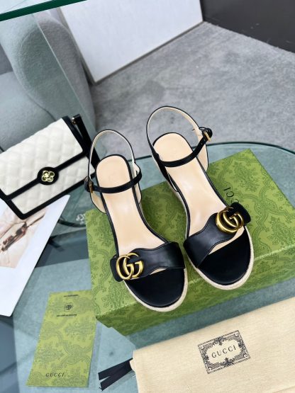 Gucci Straw Platform Sandals