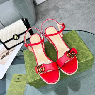 Gucci Straw Platform Sandals