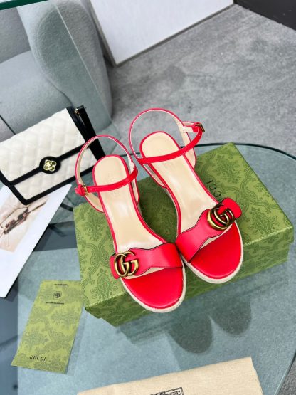 Gucci Straw Platform Sandals