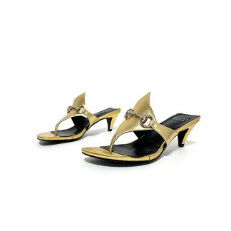 Gucci Spring and Summer Square Toe Flip Flops Classic Buckle Series