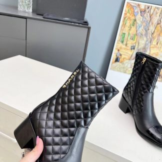 Chanel autumn and winter main season black leather Martin boots