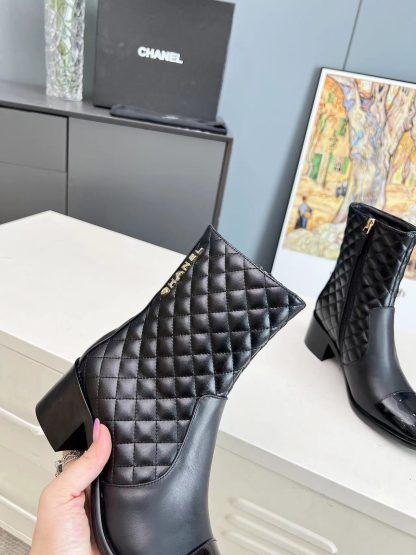 Chanel autumn and winter main season black leather Martin boots