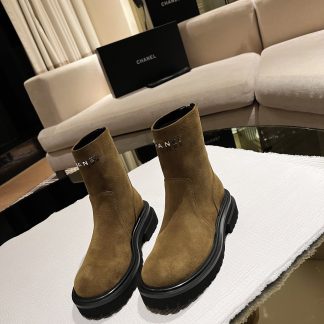 Chanel autumn and winter new green brown simple fashion boots