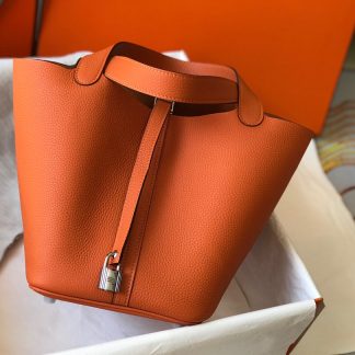 Hermès Sunset Orange Cowhide Basket Bag