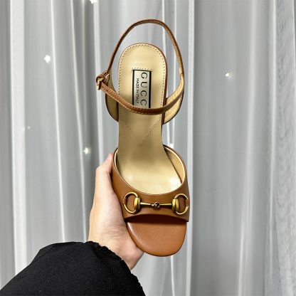 Gucci high heel block heel sandals classic buckle - Image 2