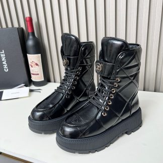 Chanel black autumn and winter new electric show diamond style bread boots