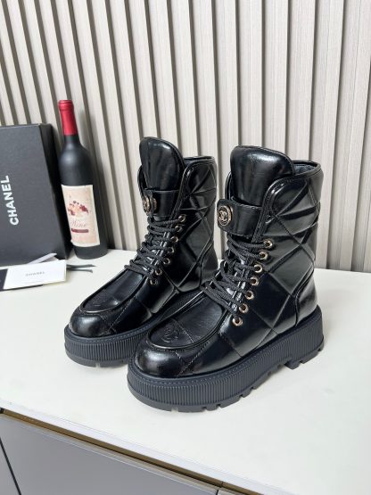 Chanel black autumn and winter new electric show diamond style bread boots