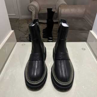 Chanel black autumn and winter high-end classic luxury leather ankle boots