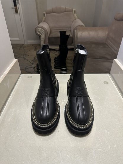 Chanel black autumn and winter high-end classic luxury leather ankle boots
