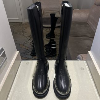 Chanel black autumn and winter high-end classic luxury leather boots