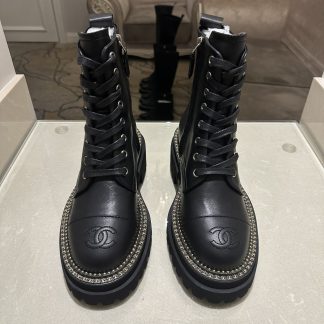 Chanel black matte autumn and winter high-end classic luxury leather ankle boots