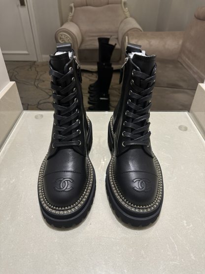 Chanel black matte autumn and winter high-end classic luxury leather ankle boots
