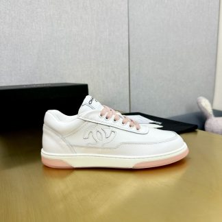 Chanel classic craft embroidery style white and pink mix and match casual sports shoes