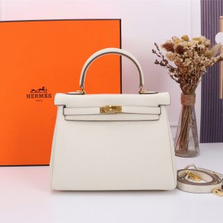 Hermes Milkshake White Kelly Handbag Size 28cm 25cm