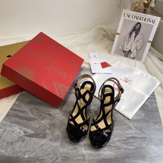 ChristianLouboutin patent leather glossy sandals high heels