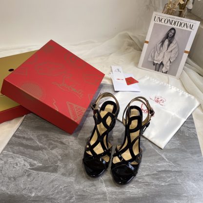ChristianLouboutin patent leather glossy sandals high heels
