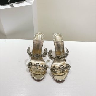 ChristianLouboutin JUST QUEEN crystal high-heeled slippers