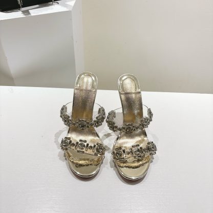 ChristianLouboutin JUST QUEEN crystal high-heeled slippers