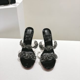 Christian Louboutin JUST QUEEN crystal high-heeled slippers