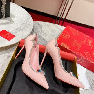Christian Louboutin wave patent leather crystal chain high heels