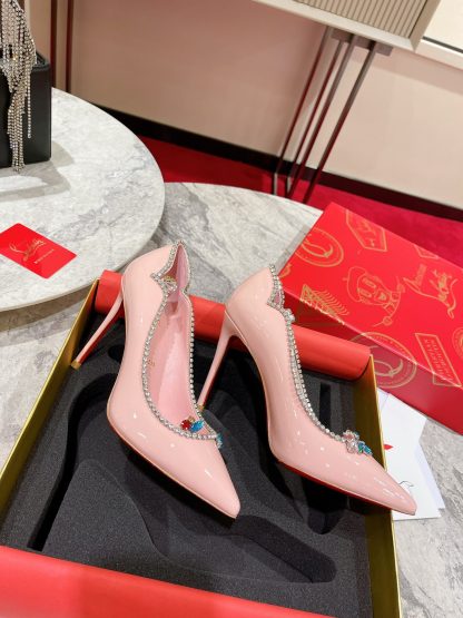 Christian Louboutin wave patent leather crystal chain high heels