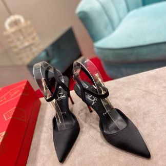 ChristianLouboutin black elegant colorful crystal high heels