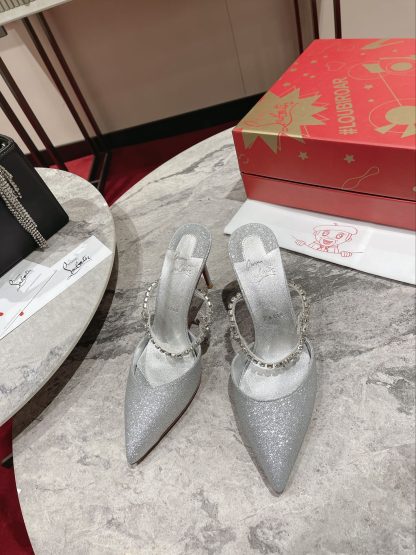 Christian Louboutin pointed toe chain sandals high heels