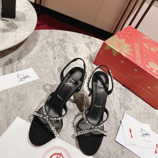 Christian Louboutin cross-strap glitter high heels