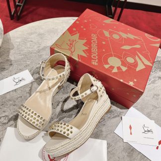 Christian Louboutin metal studded wedge sandals