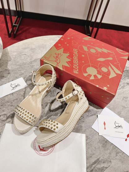 Christian Louboutin metal studded wedge sandals